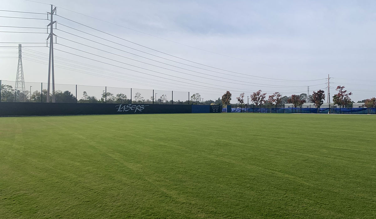 Freshly laid sod at Irvine Valley College sports field