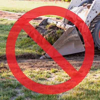 Bulldozer removing SOD slowly due to the use of the incorrect equipment during the removal process