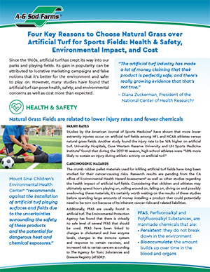 White Paper - Four Key Reasons to Choose Natural Grass over Artificial Turf for Sports Fields: Health & Safety, Environmental Impact, and Cost